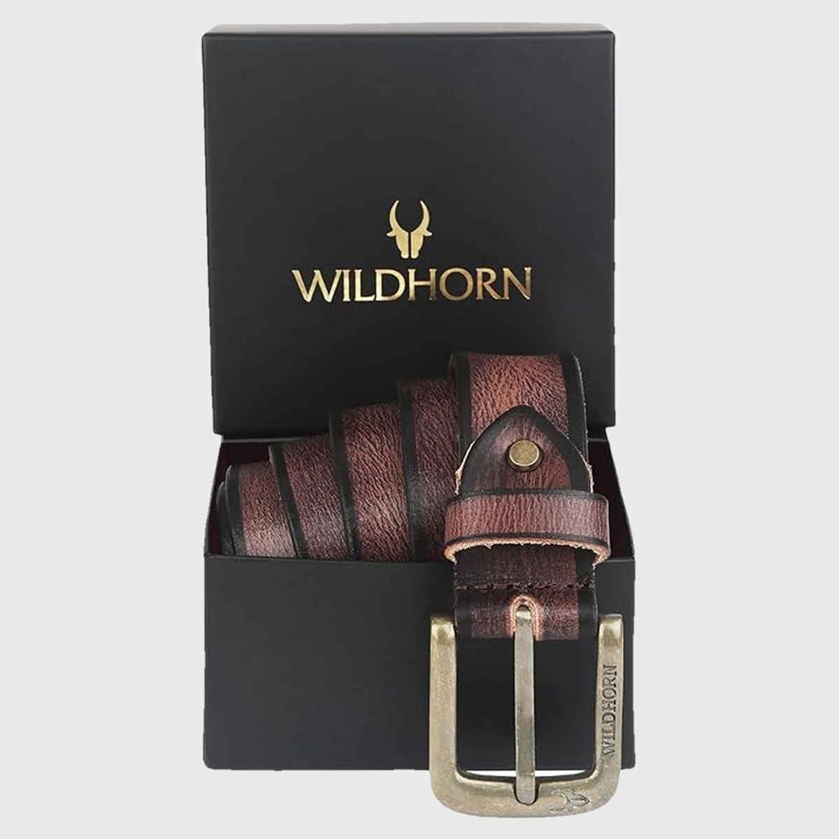 Wildhorn Men's Solid Genuine Leather Leather Belt | Brown - Free Size