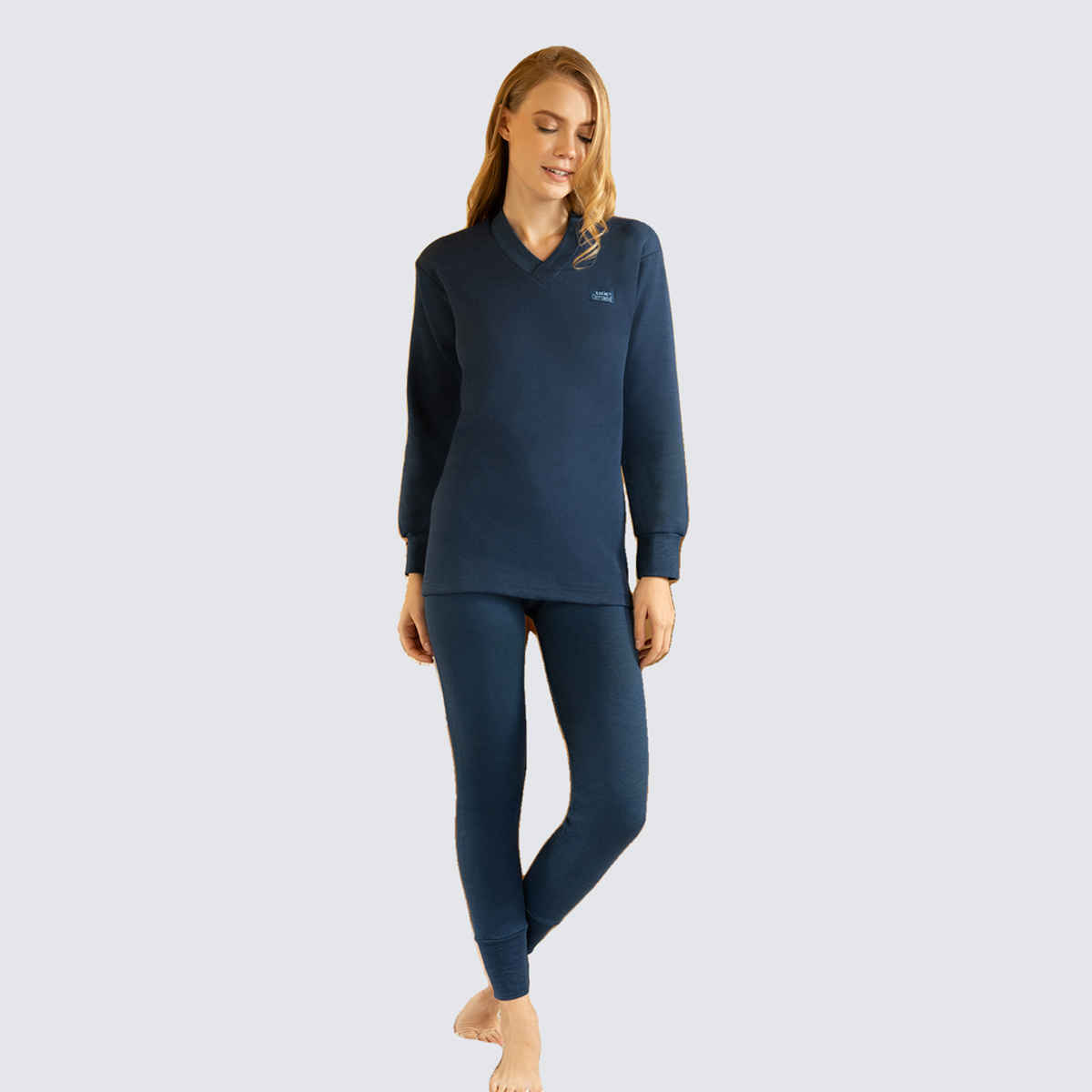 Lux Cottswool Women's Thermal Set For Embrace Warmth and Style Blue - 85CM