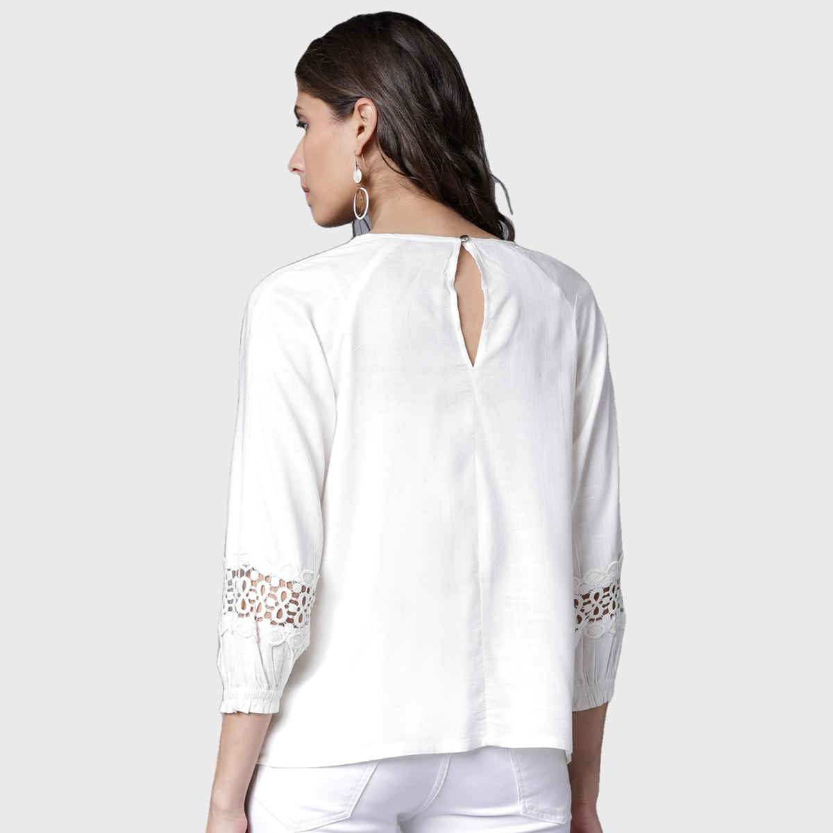 Tokyo Talkies Women's Self Design Regular Top | White - XL