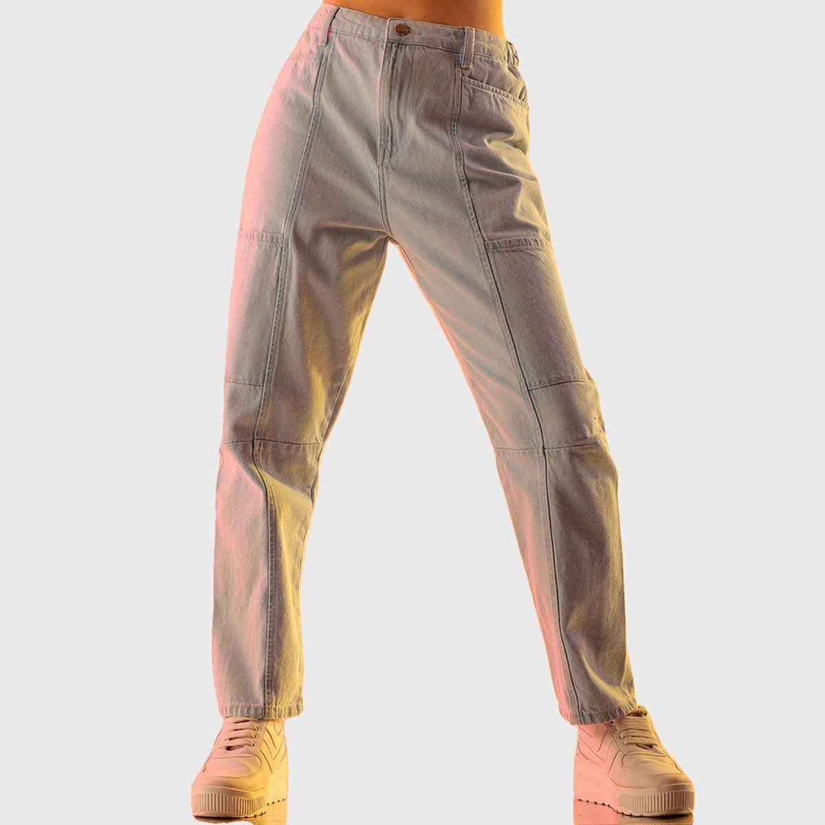 Freehand Women's High Rise Streetwear Multi Pocket Anti Fit Jeans | Blue - 28