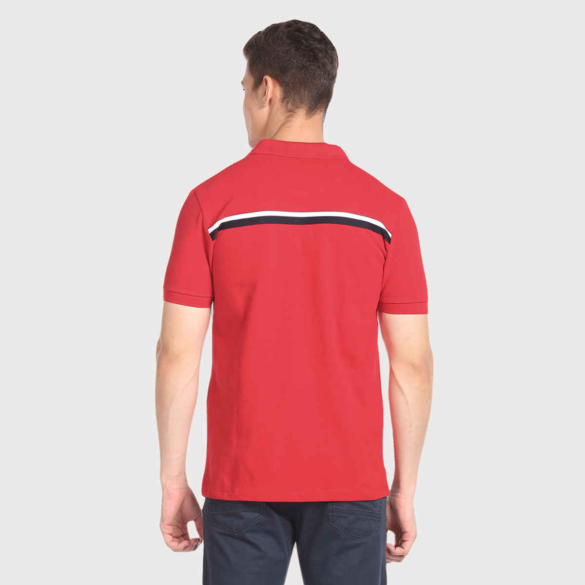 USPA Solid Pique Cotton Polo T Shirt For Men - Red - L