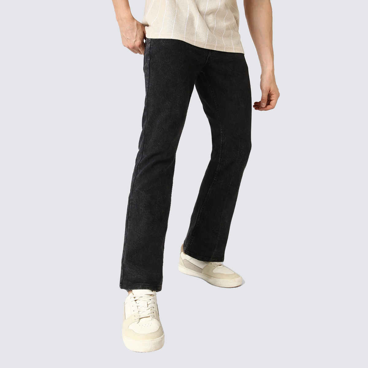 Urbano Fashion Men's Bootcut Jeans Washed Stretchable | Black | 34