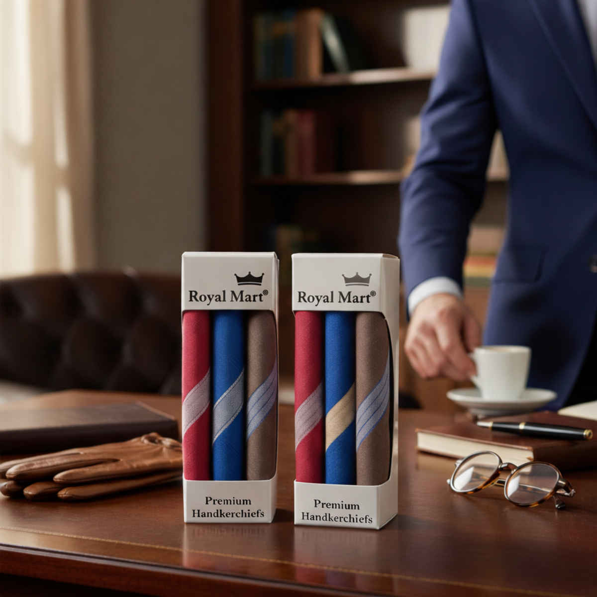 Royal Mart Men's Striped Cotton Handkerchief | Assorted