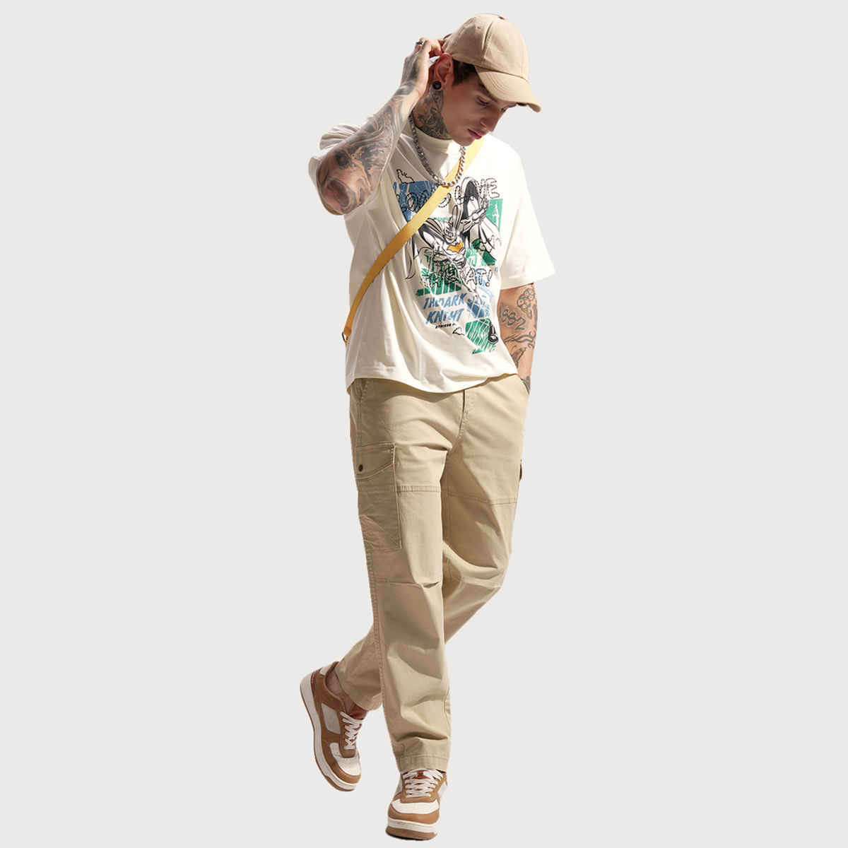 HIGHLANDER Men's Solid Baggy Cargo Pant | Taos Taupe - 34