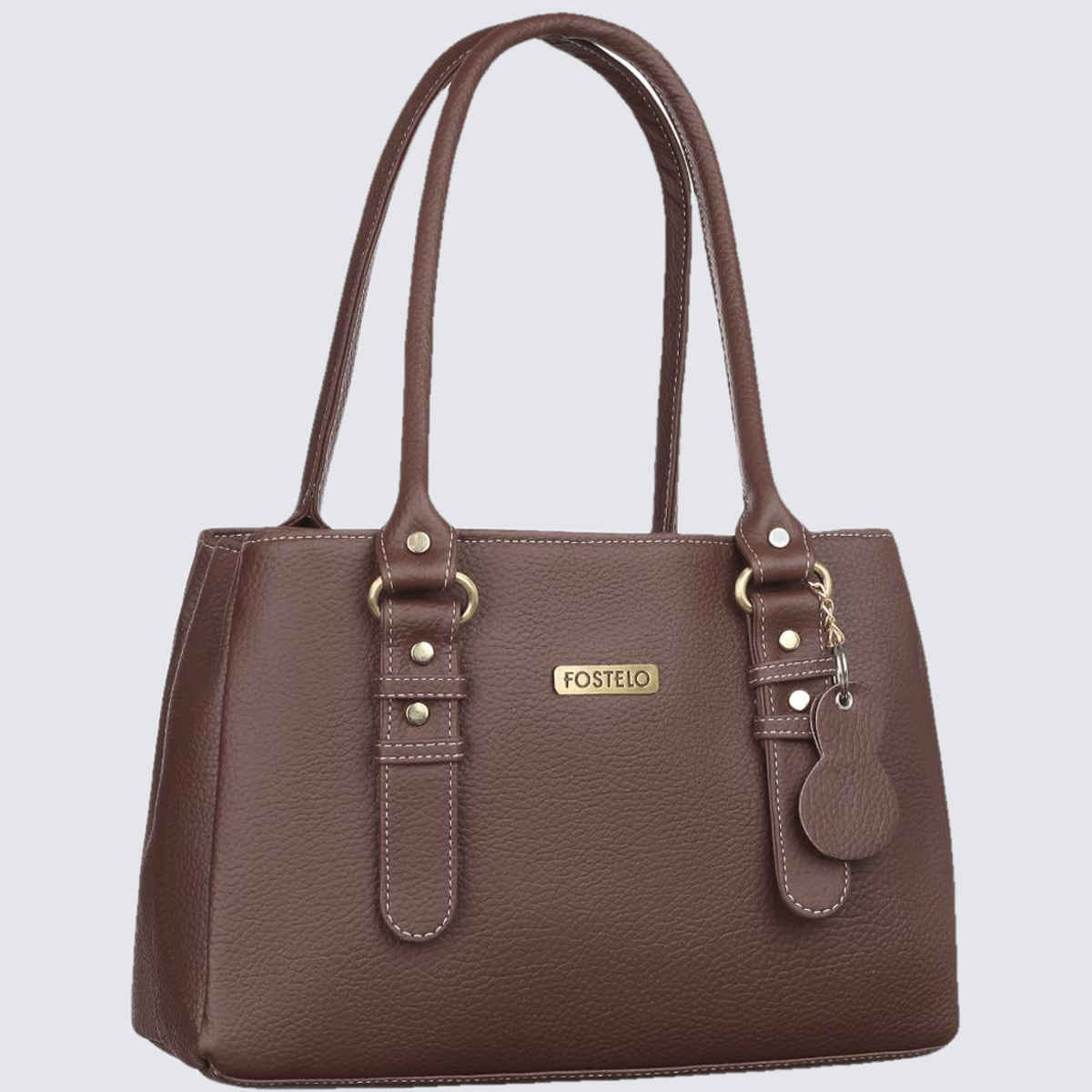 Fostelo Women's Vegan Leather River Side Handbag Shoulder Bag Ladies Purse | Brown - Large