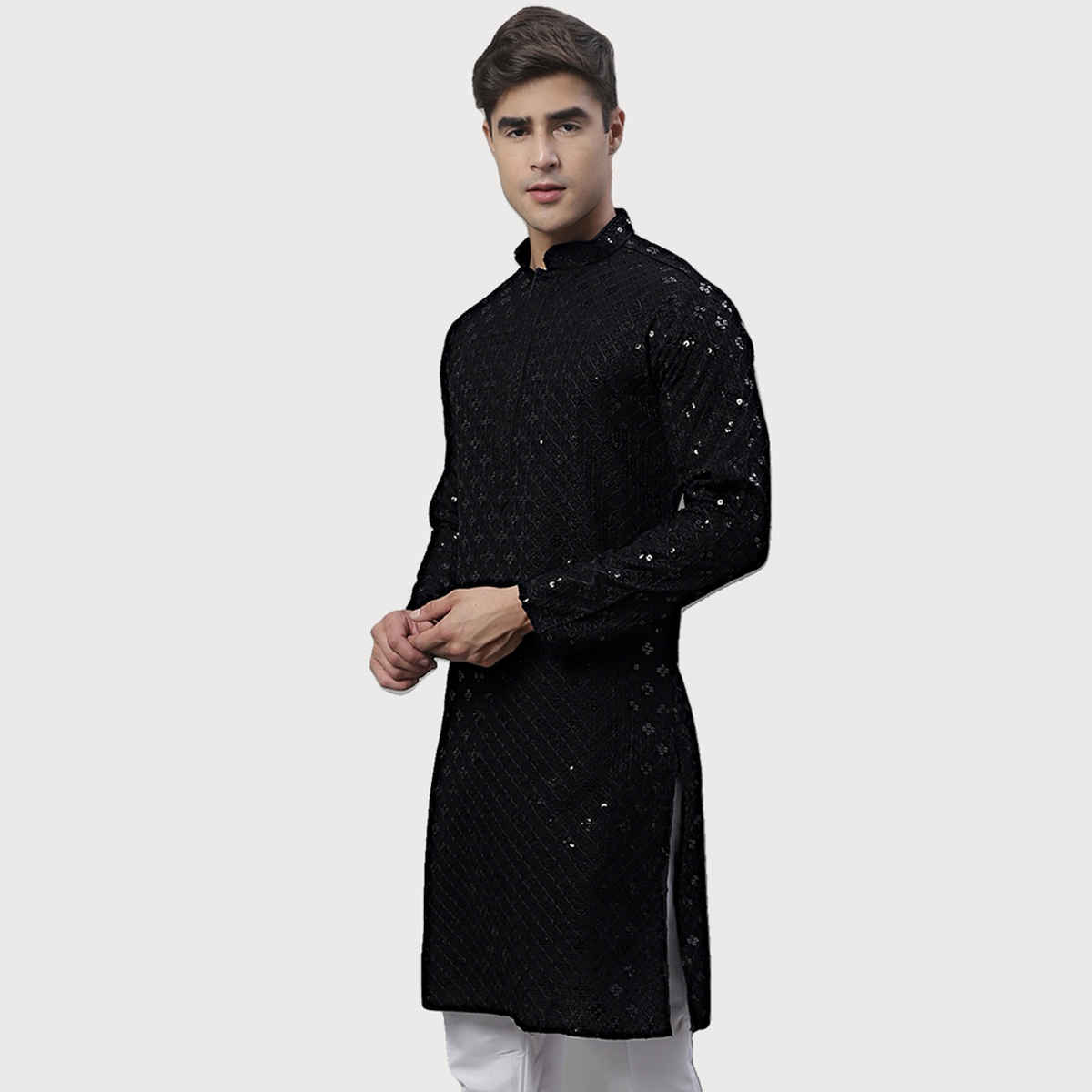 Jompers Men's Kurta | Ko 695 | Black - S