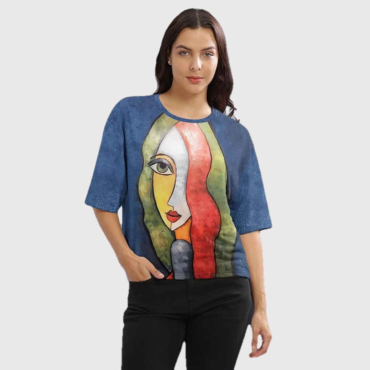 Hellcat Women's Blue Trendy Printed Crop Top | S