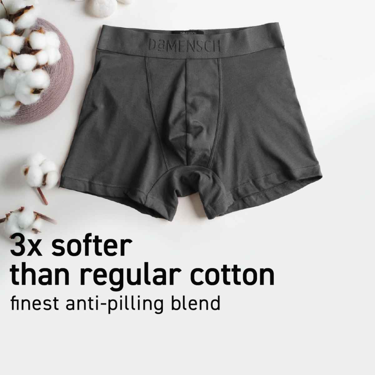 DaMENSCH Men's Modal Trunks | Grey and Black - M