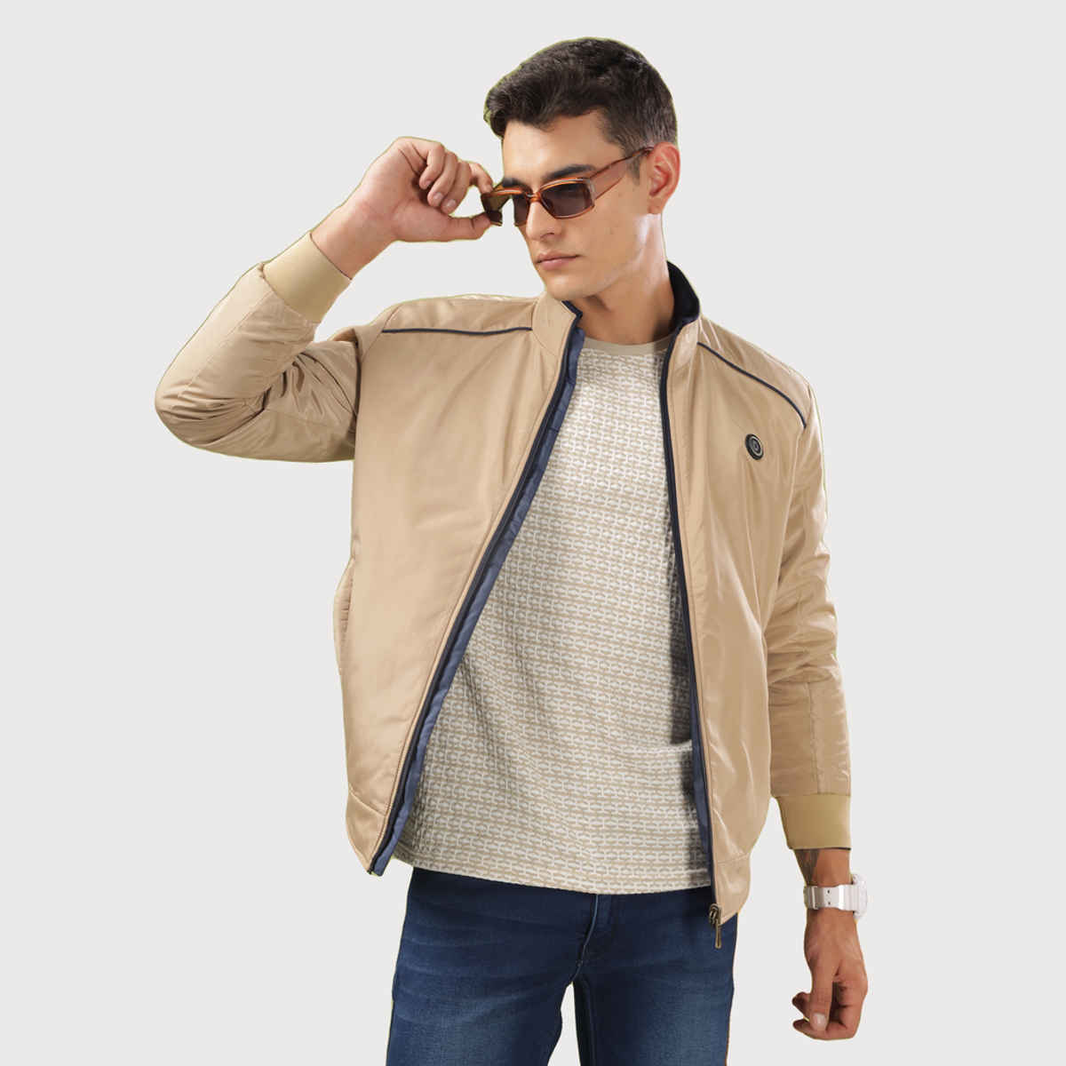 Dollar Jacket For Men - Casual Zipper Bomber For Winter Mamwj 903 | Beige | XXL