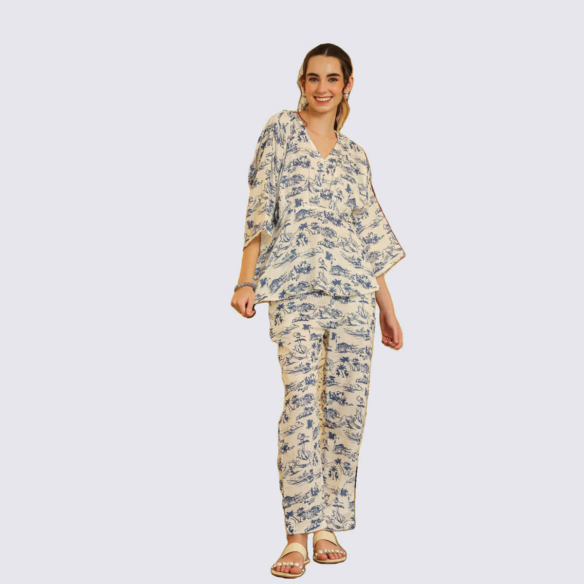 Sanskrutihomes Women's Pure Cotton Co-Ords | SE-CS-76 | White - L