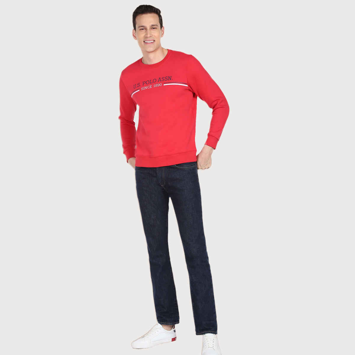 U.S. Polo Assn. Crew Neck Printed Logo Sweatshirt | Men | Red