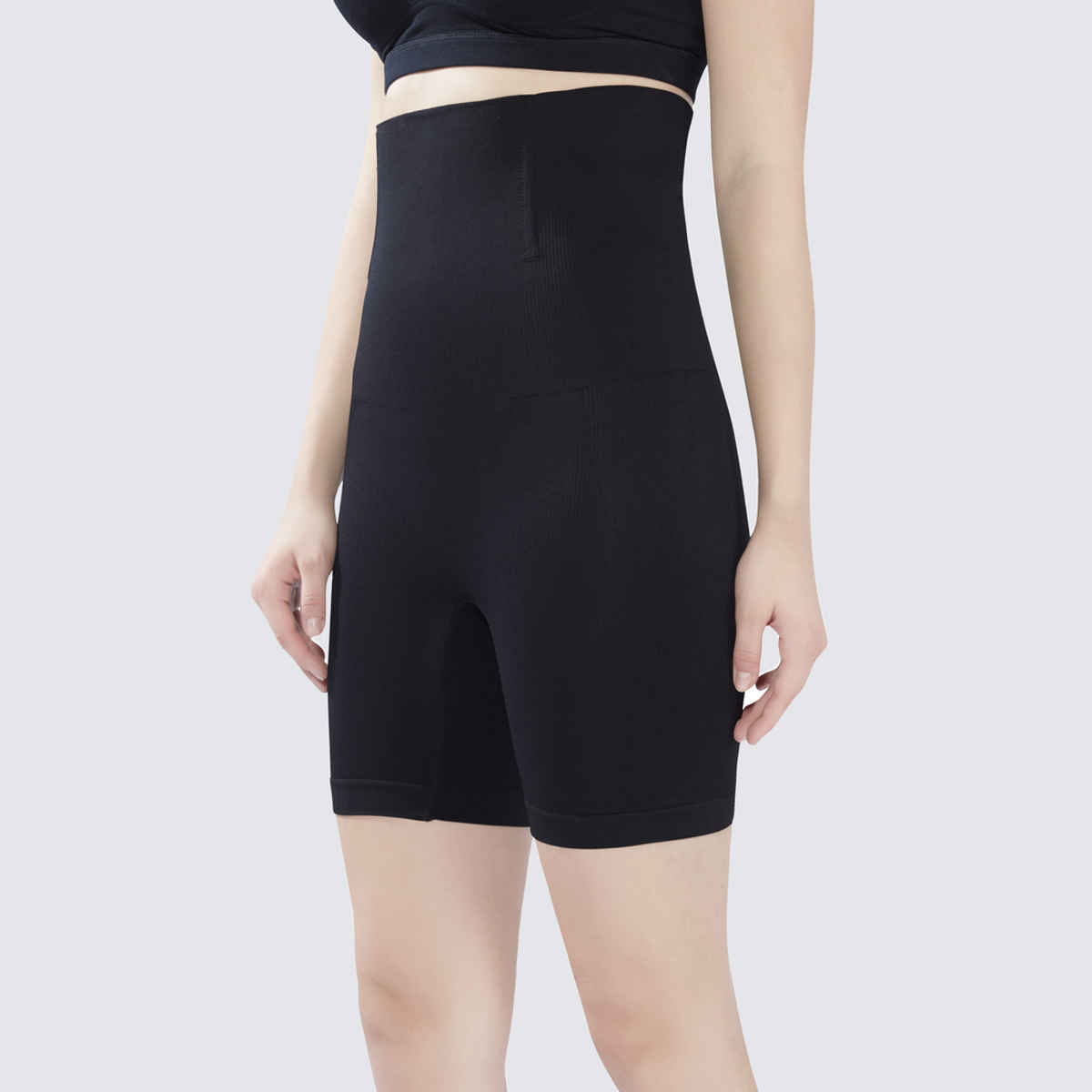 Plumbury Women s Seamless High Waist Tummy Tucker Thigh Shaper Shapewear | Black | XL