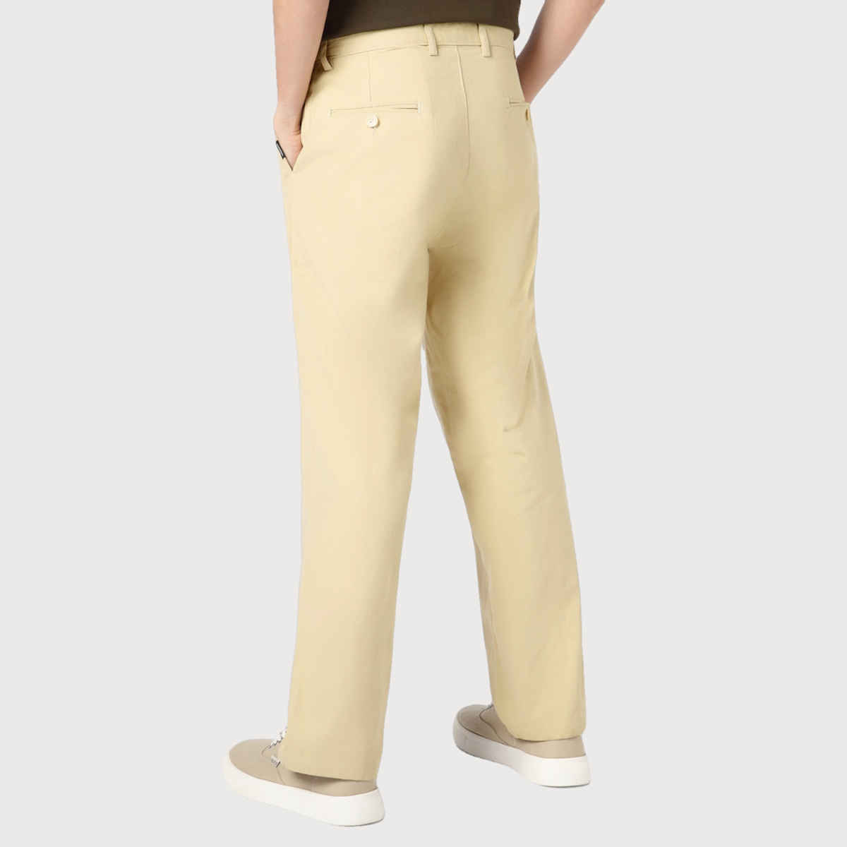 Urbano Fashion Men's Chino Trousers Loose Baggy Fit Solid Non-Stretchable | Beige | 32