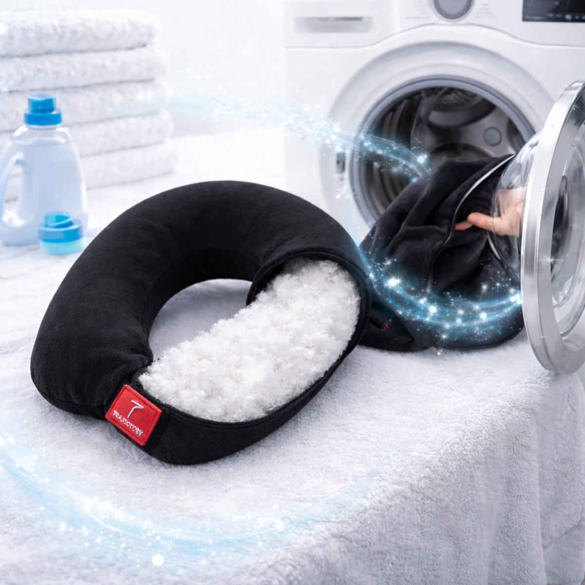 Trajectory Unisex Solid Polyester Neck Pillow | Black - One Size