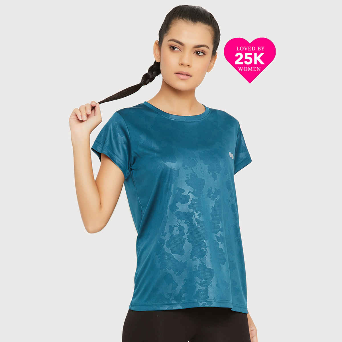 Clovia Active Printed T-Shirt | Blue | XL