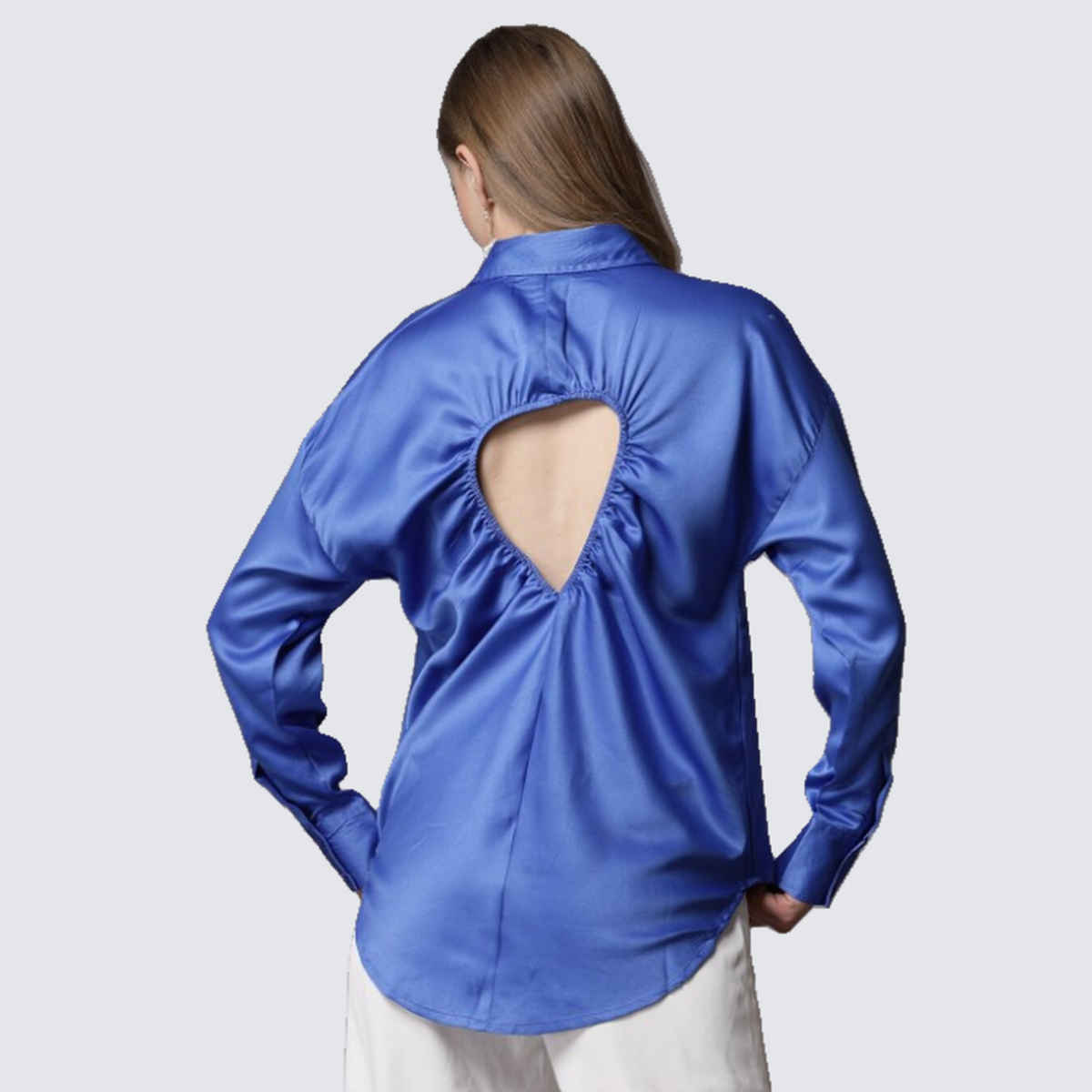 Freehand Women's Loose Solid Casual Shirt | Blue - S