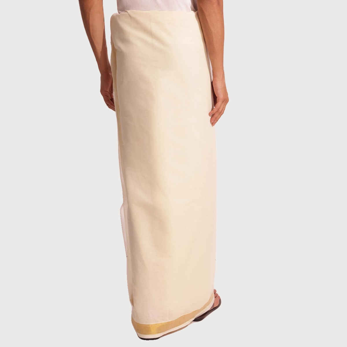 Fabindia Men's Dhoti Cotton Blend Woven | Natural Gold - Free Size