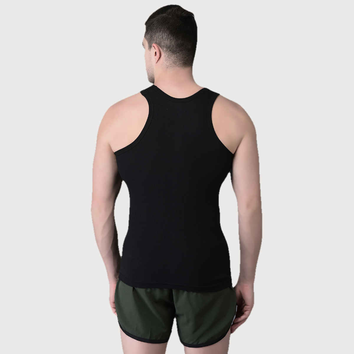 Dollar Bigboss Men's Black Solid Combed Cotton Vest | Pack Of 2 - Black - L
