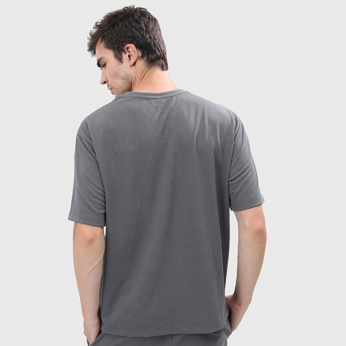 HIGHLANDER Men's Popcorn Structured Oversized T-shirt | Grey - S