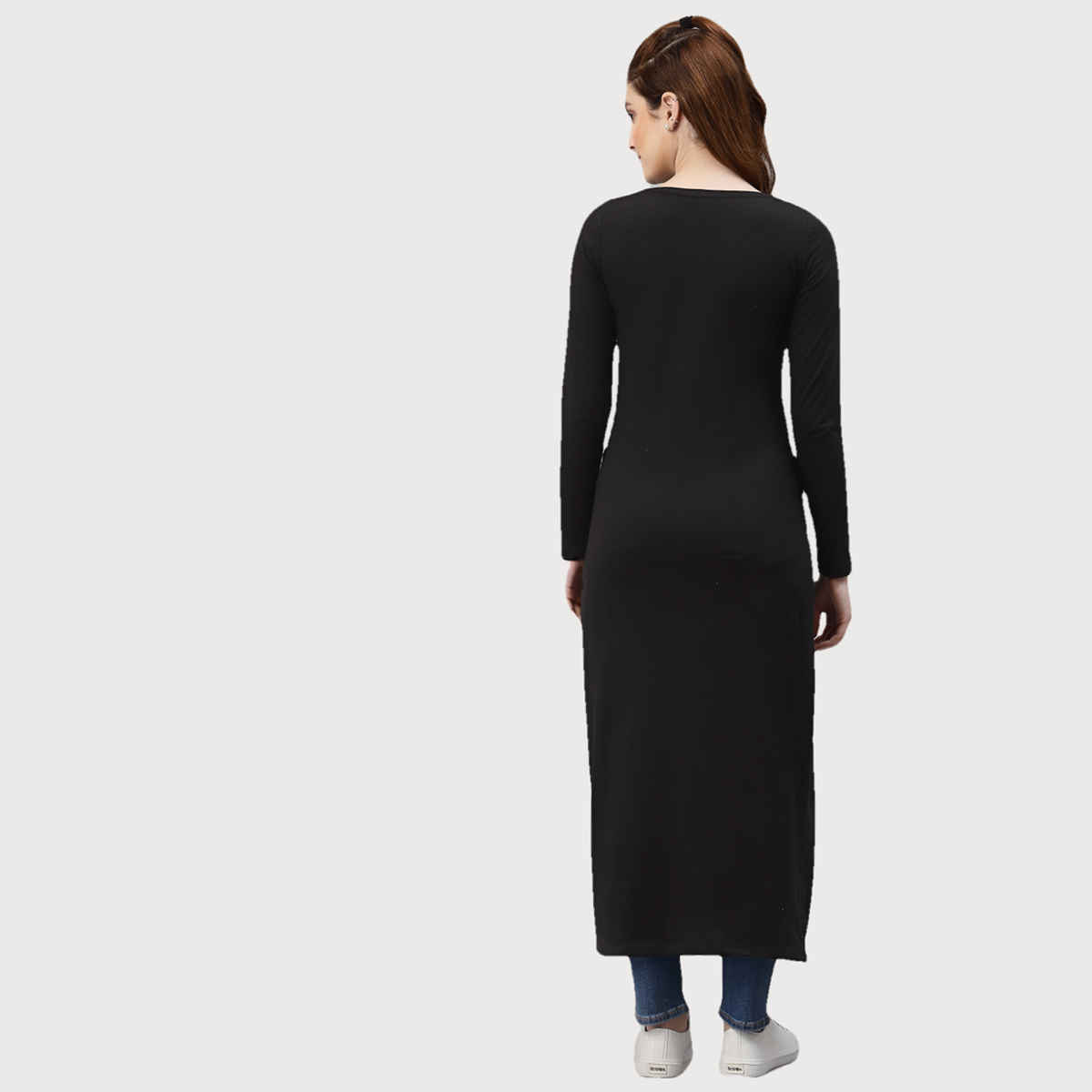 Rigo Black Front Slit Maxi Top for Women | L