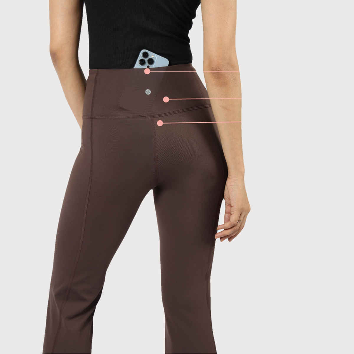 Blissclub Women's Ultimate Flare Pants - Lite Barkha Brown | 2XL