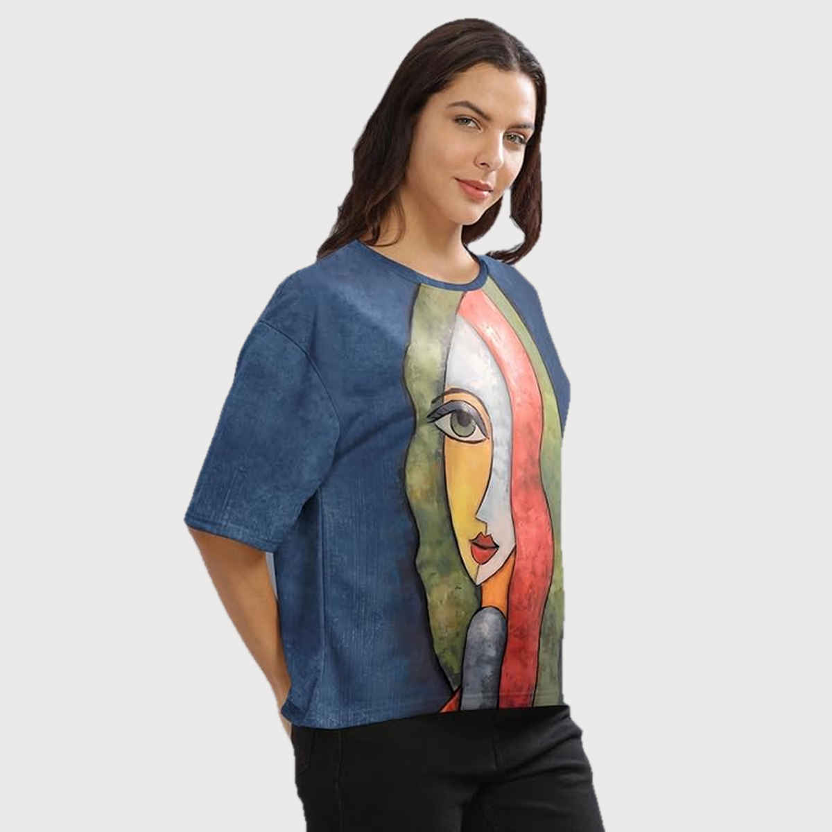 Hellcat Women's Blue Trendy Printed Crop Top | S