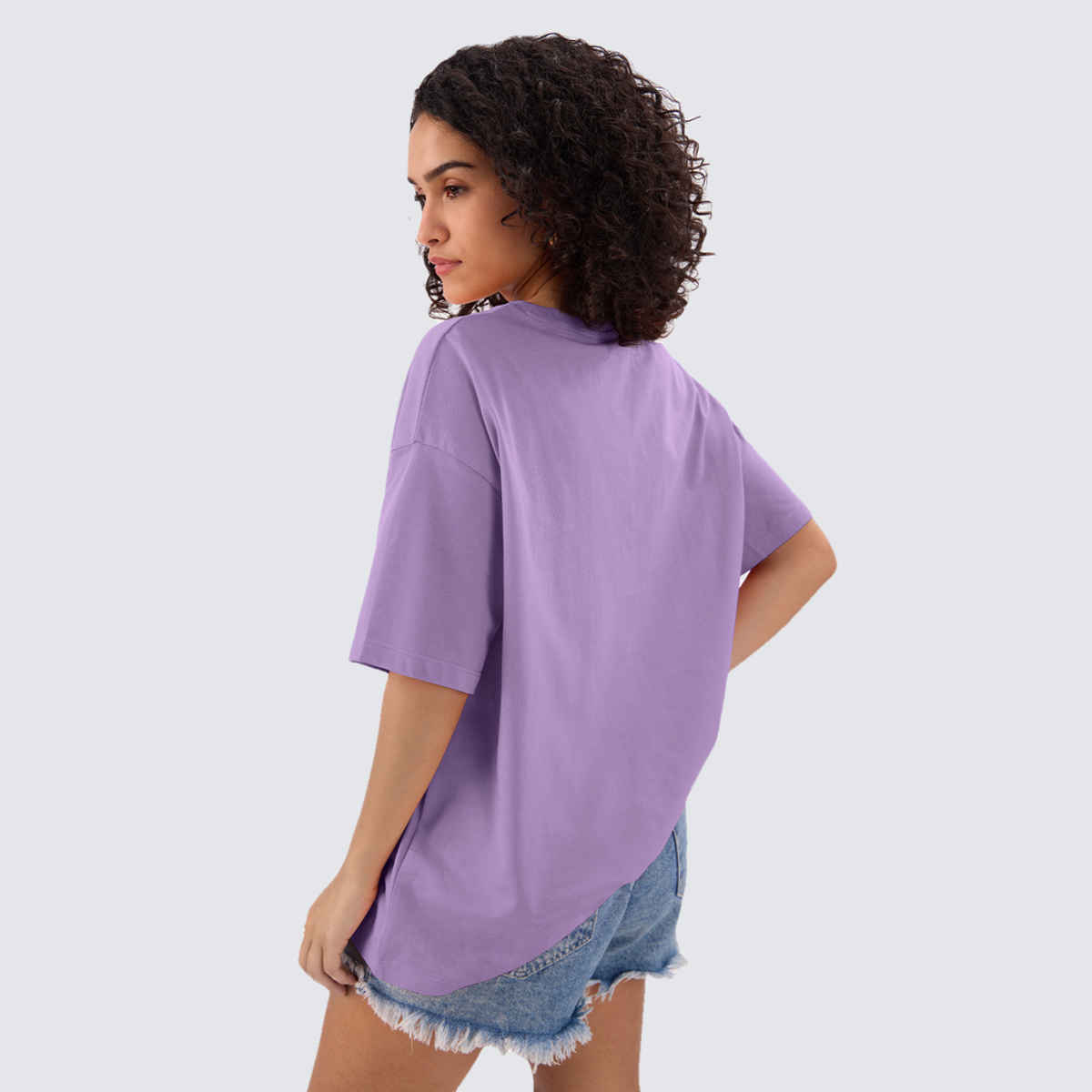 The Souled Store Women's Solids Oversized T-shirt | Lavender Purple - XL