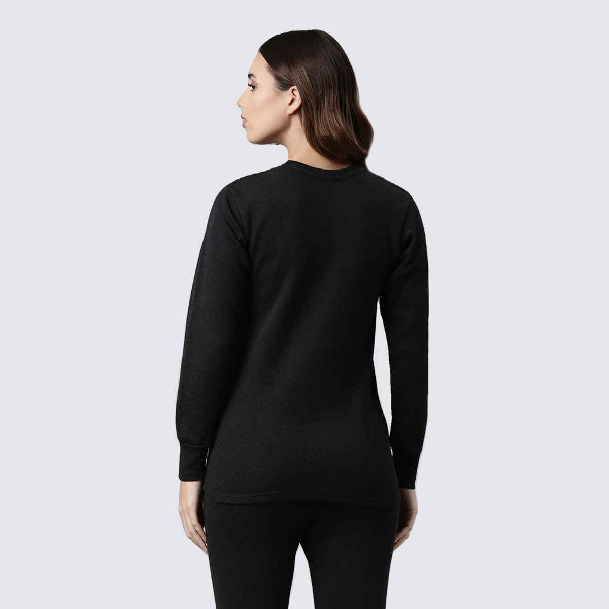 Rupa Thermocot Volcano Thermal Top For Women | Round-Neck | Full Sleeve | Anthra Melange - Small