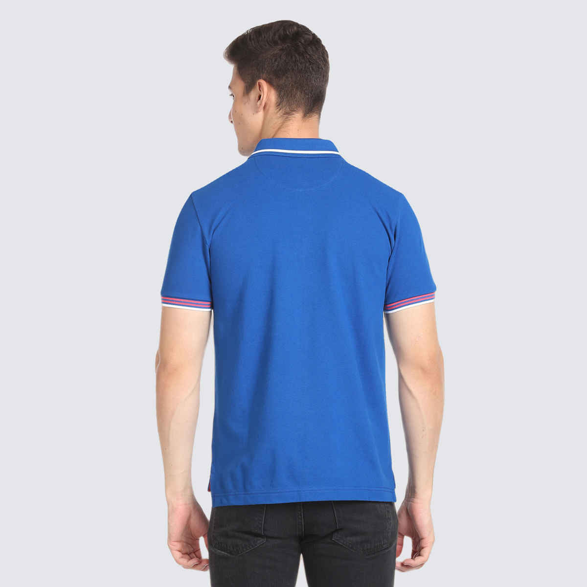 U.S. Polo Assn. Men's Striped Collar Pique Polo Shirt | Blue - L