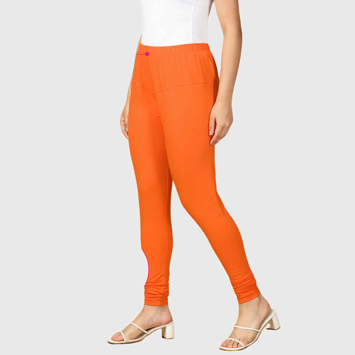 PYNK By Lux Cozi Women Ultra Soft 360 Stretch Premium Cotton Churidar Leggings | Orange|Free Size
