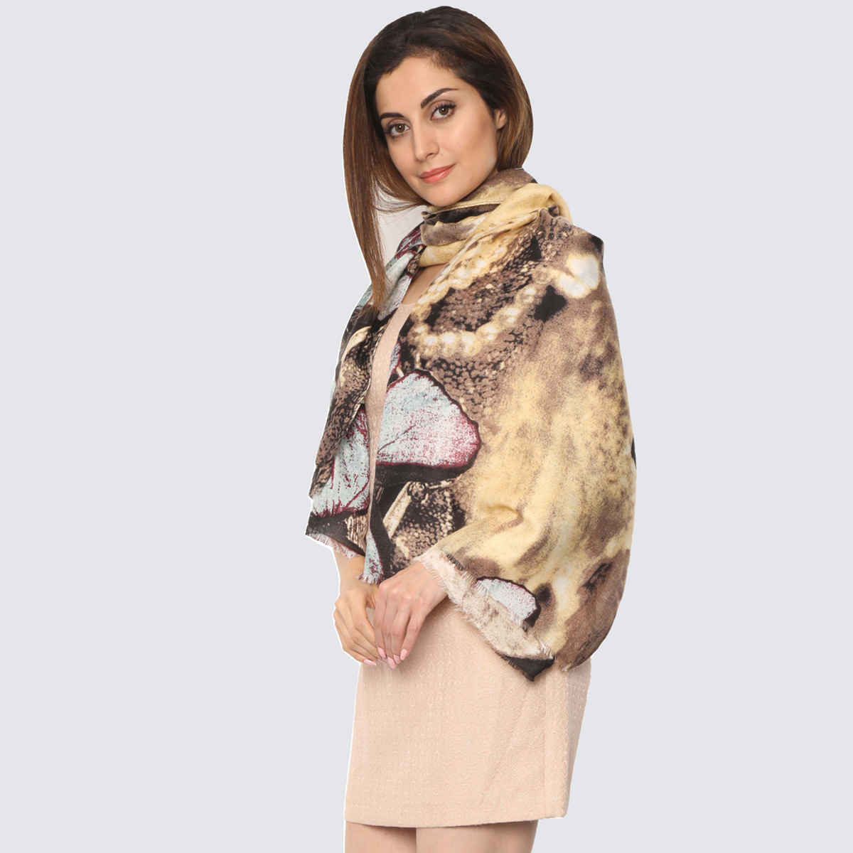 Fabseasons Women's Printed Scarf | Yellow - One Size