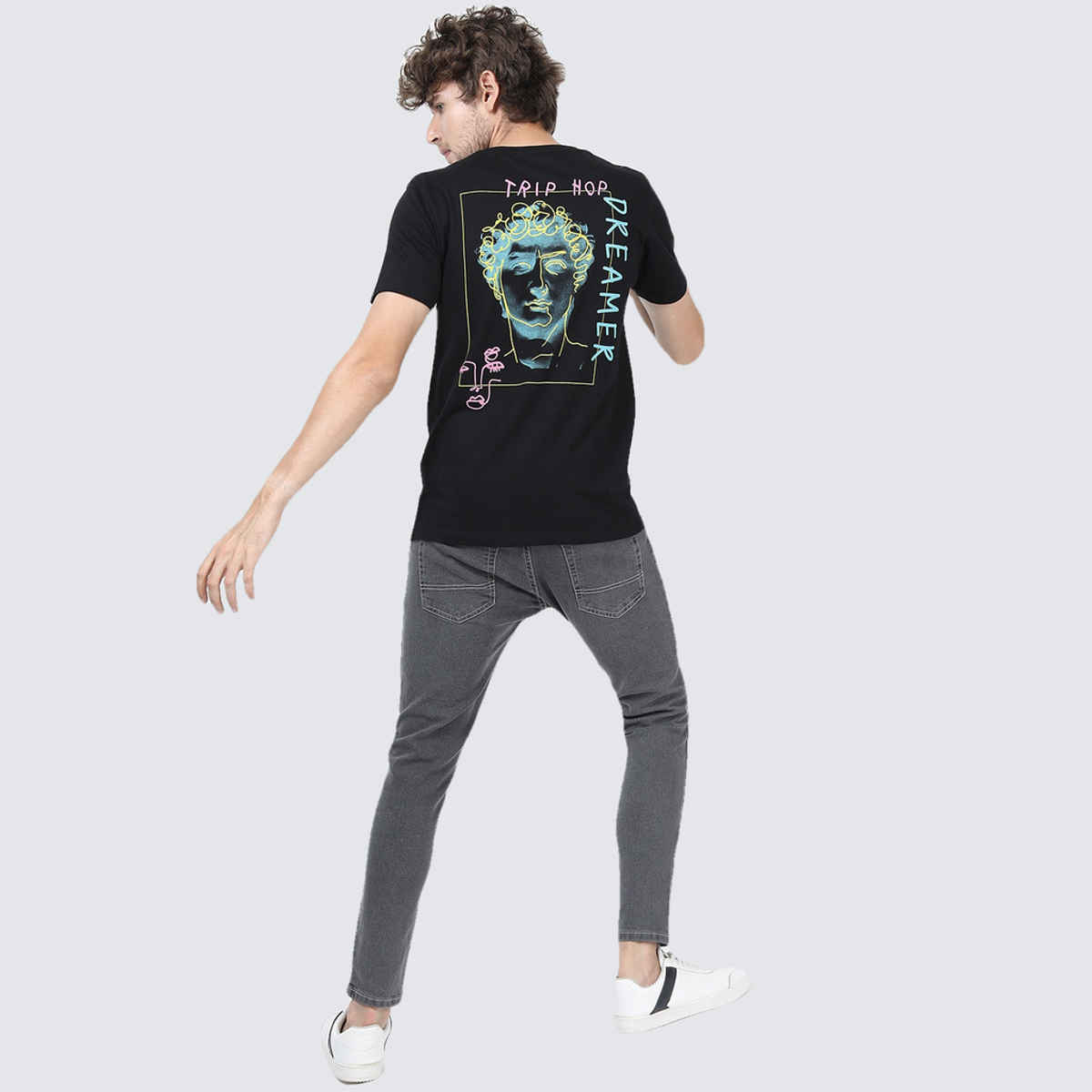 Ketch Men Printed Slim Fit T-Shirt | Black | L