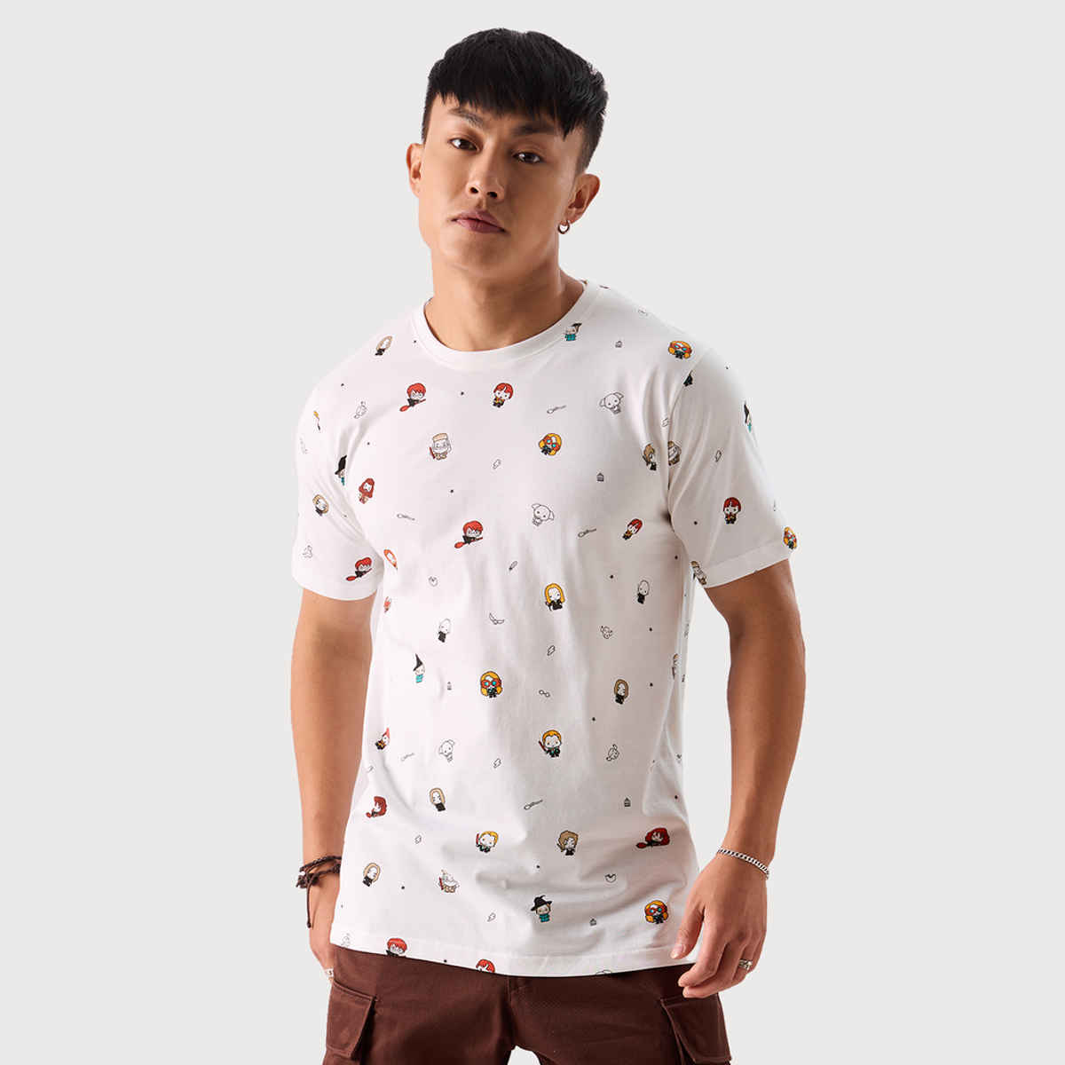 The Souled Store Men's Regular Harry Potter- Character Pattern T-Shirts | White | S