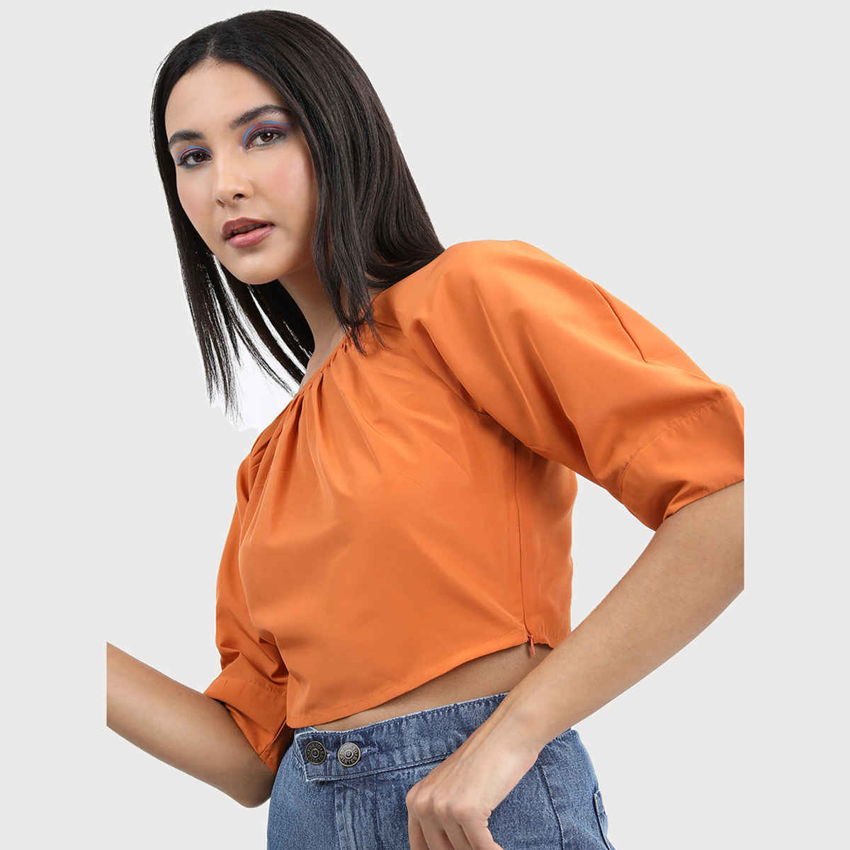 Tokyo Talkies Women's Solid Casual Top | Brown - M