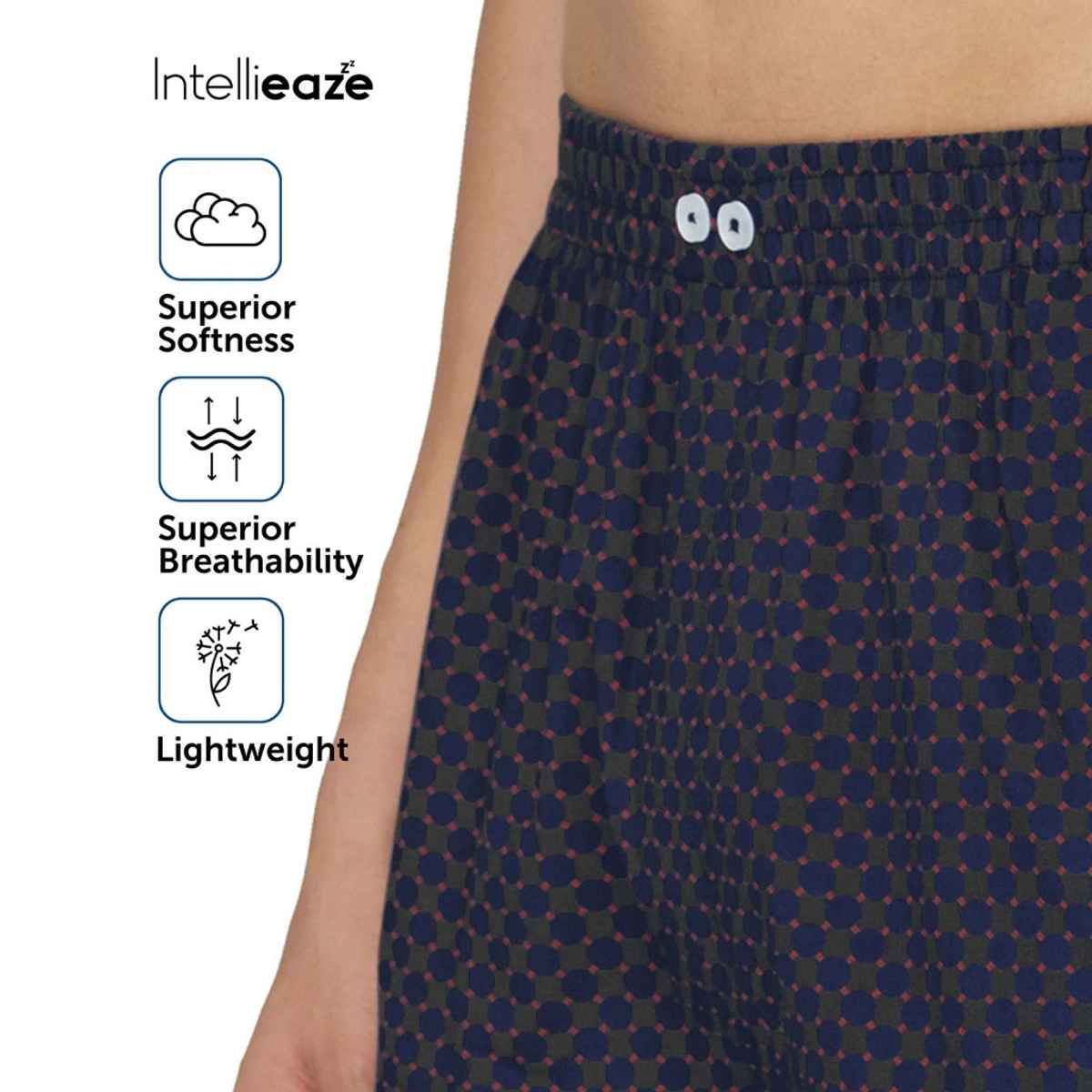XYXX Men's Cotton Printed Boxer Shorts with Side Pockets, Blue Circle| M