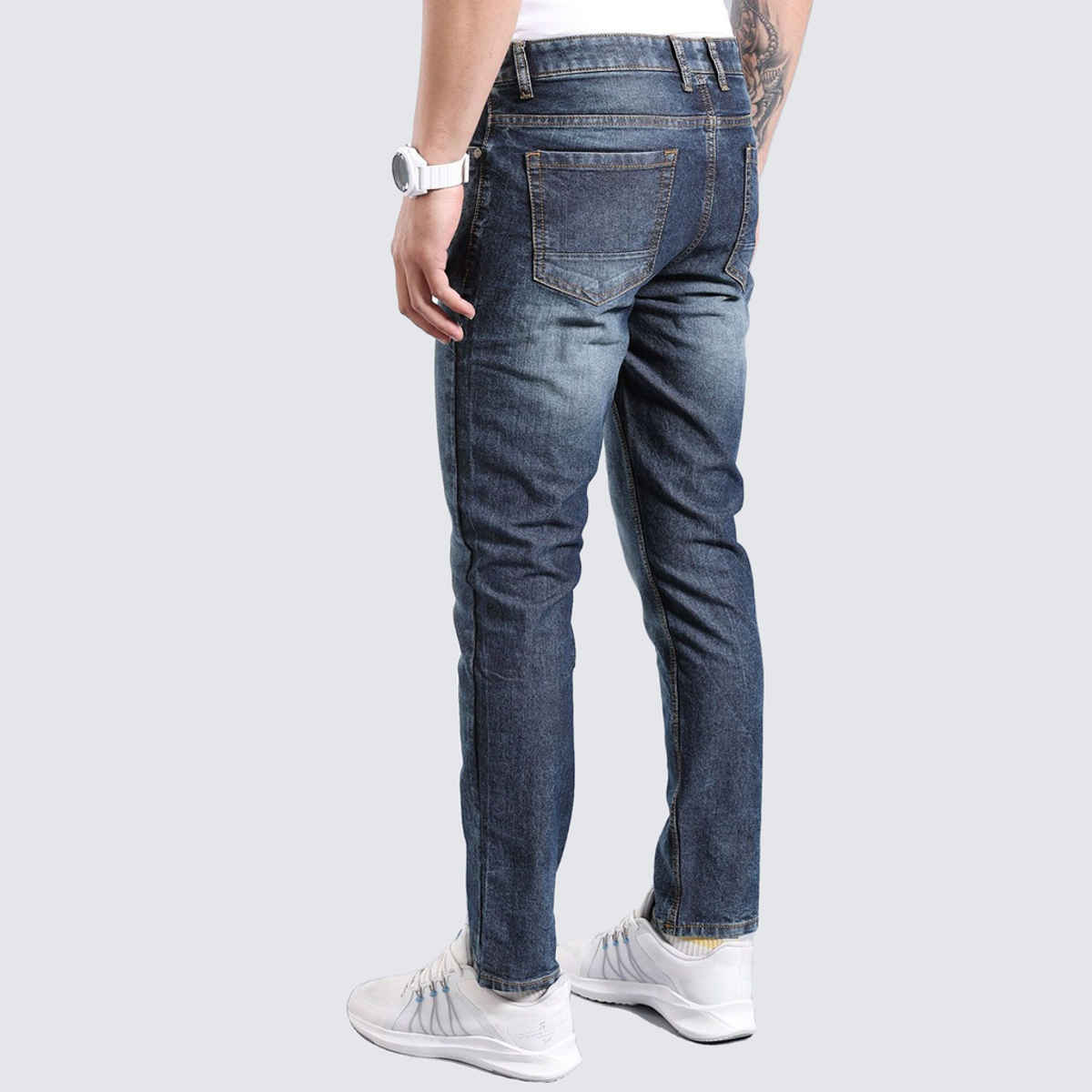The Indian Garage Co Men's Slim Fit Solid Casual | Navy Blue - 34