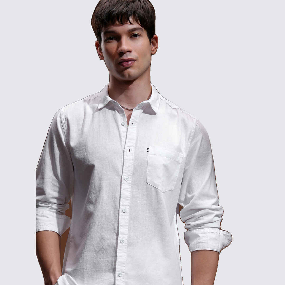 Highlander Men's Slim Fit Casual Shirt | White - L
