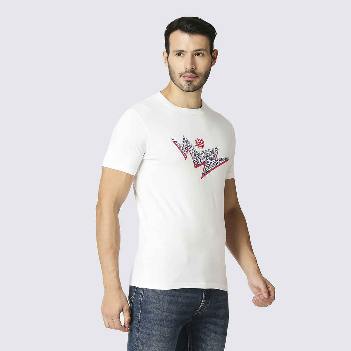 Team India Cotton Tshirt (L) - Official ICC T20 Team India (White)