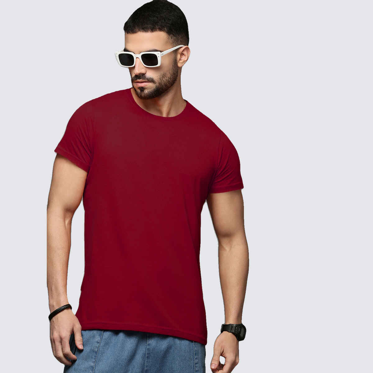 ACTIMAXX Men's Where Comfort Meets Performance Cozi Round Neck T-Shirt | Maroon - S