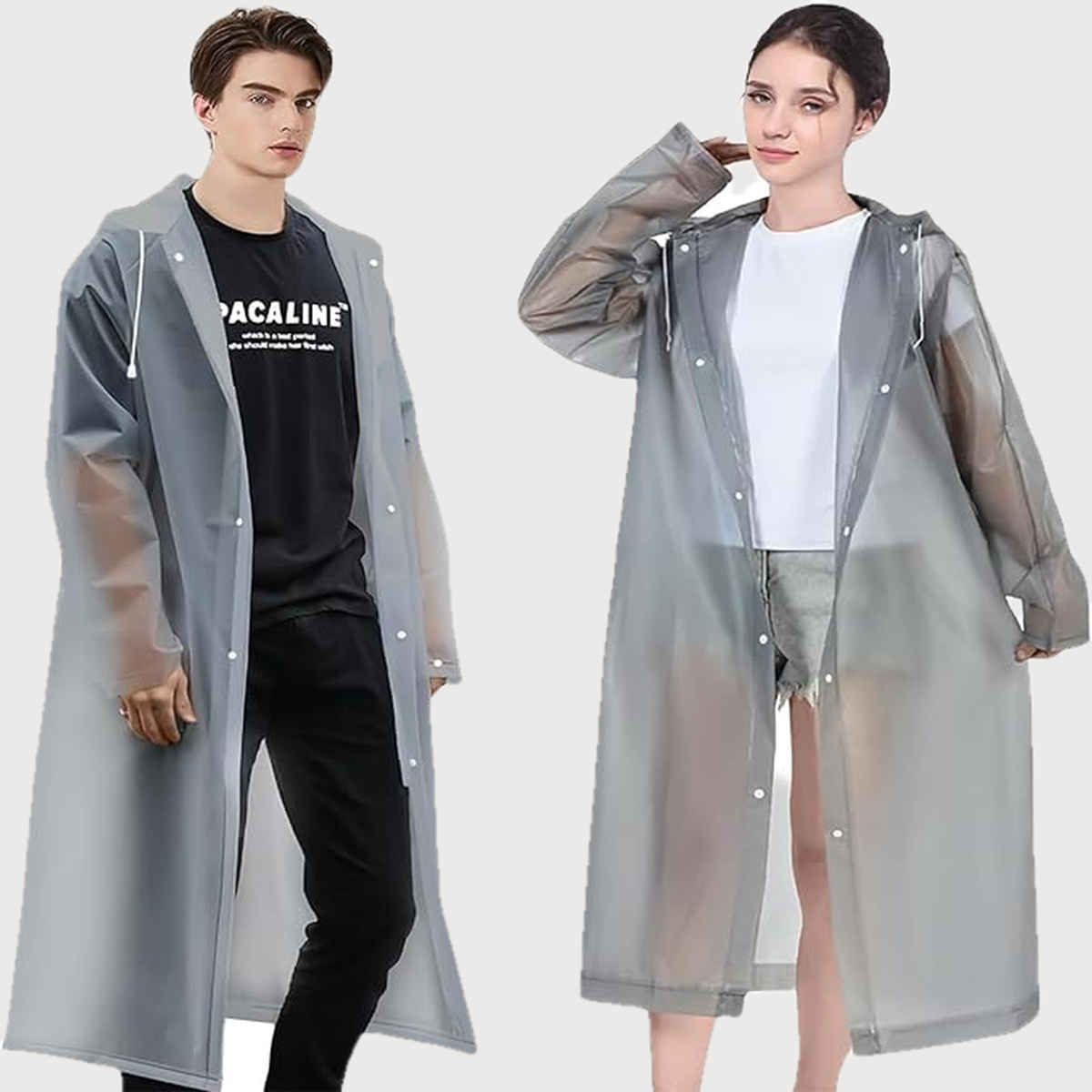 INFISPACE Adult Unisex Polyester RainCoat Poncho with Adjustable Cap and Cover Free Size Grey Color