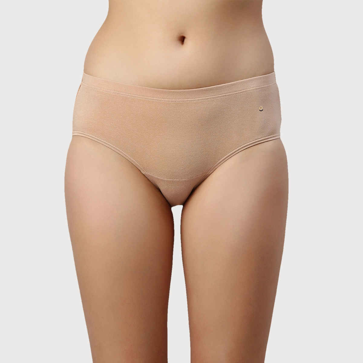 Enamor Women's CR17 Stretch Cotton Solid Hipster Panty | Antimicrobial | PO5 | Black-Nude-L