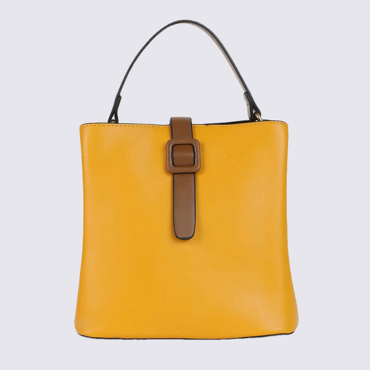 Haute Sauce Women's Solid PU 1.5 L Handheld Bag | Yellow - One Size