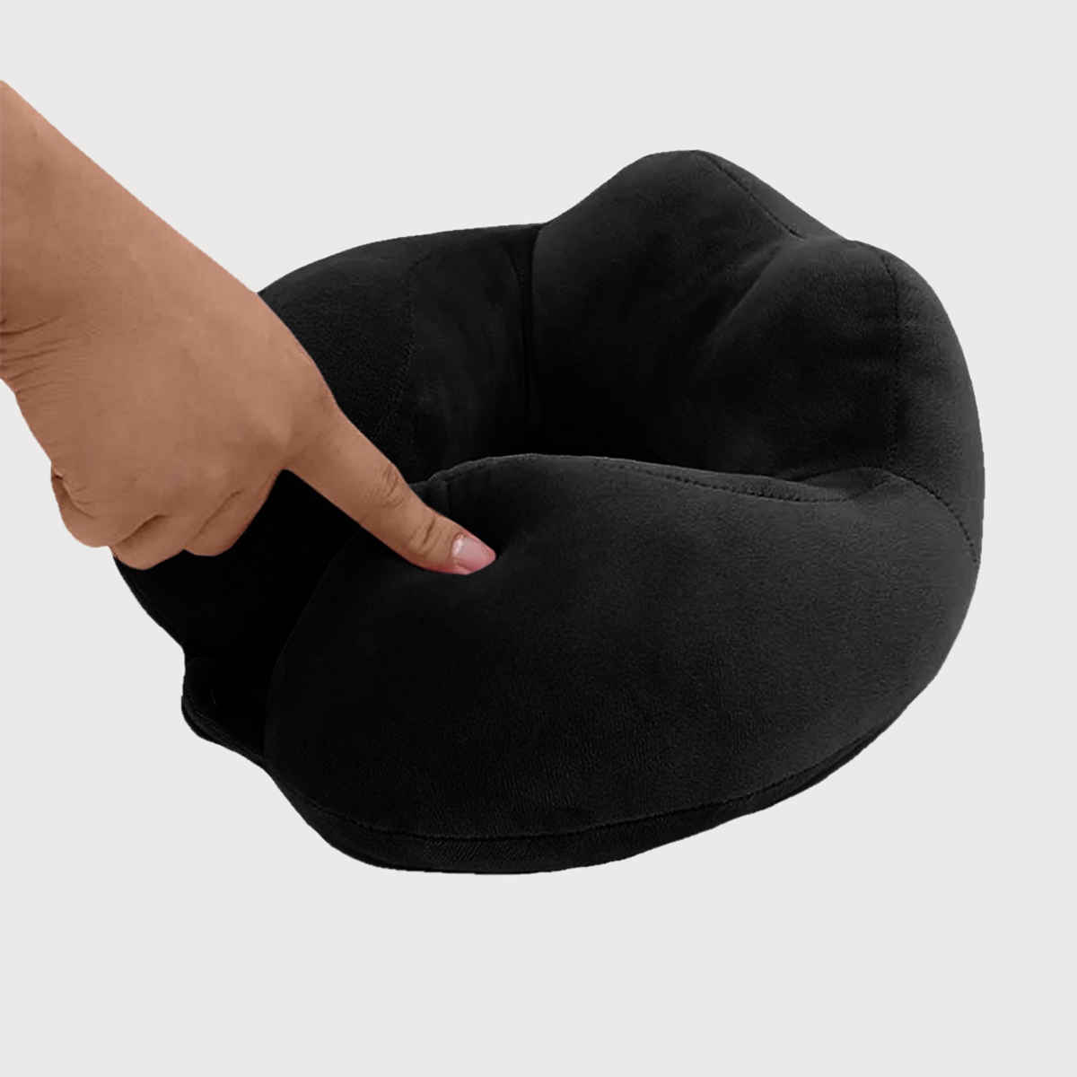 Billebon Premium Fibre Filled Travel Neck Pillow | Round Shape | Black