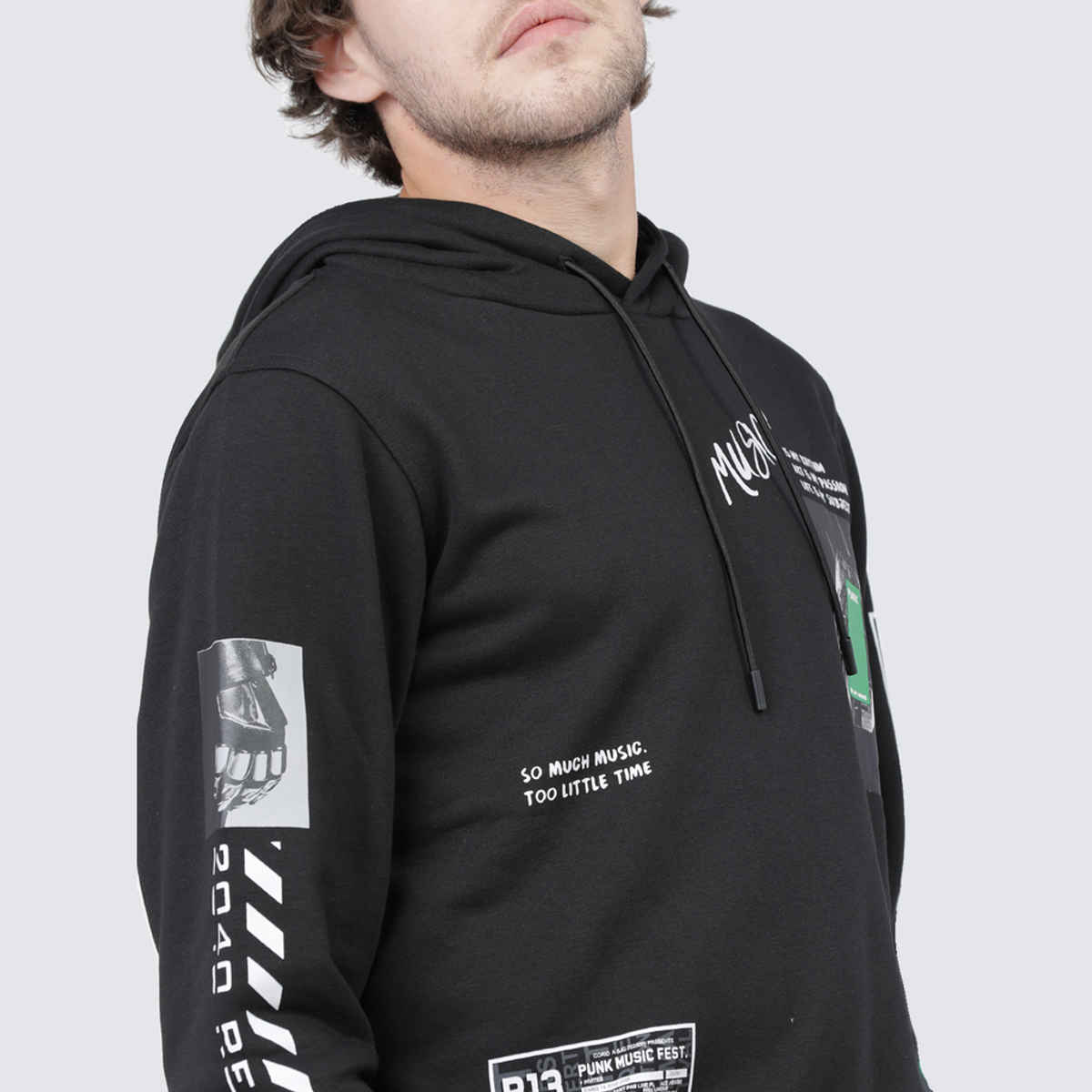 HIGHLANDER Men's Printed Hooded Sweatshirt | Black - S