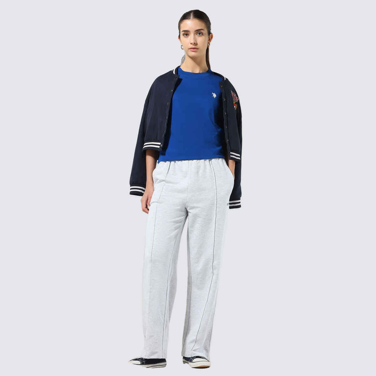U.S. Polo Assn. Women's Boxy Fit Solid Lounge T-Shirt | Bright Blue - L
