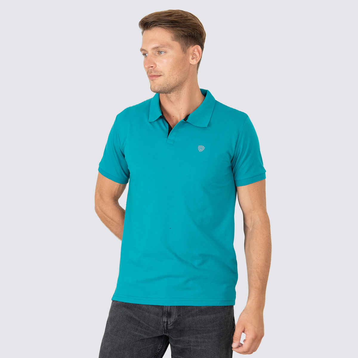 Lux Cozi Men's Cotton Polo T-Shirt, Sea Green, S
