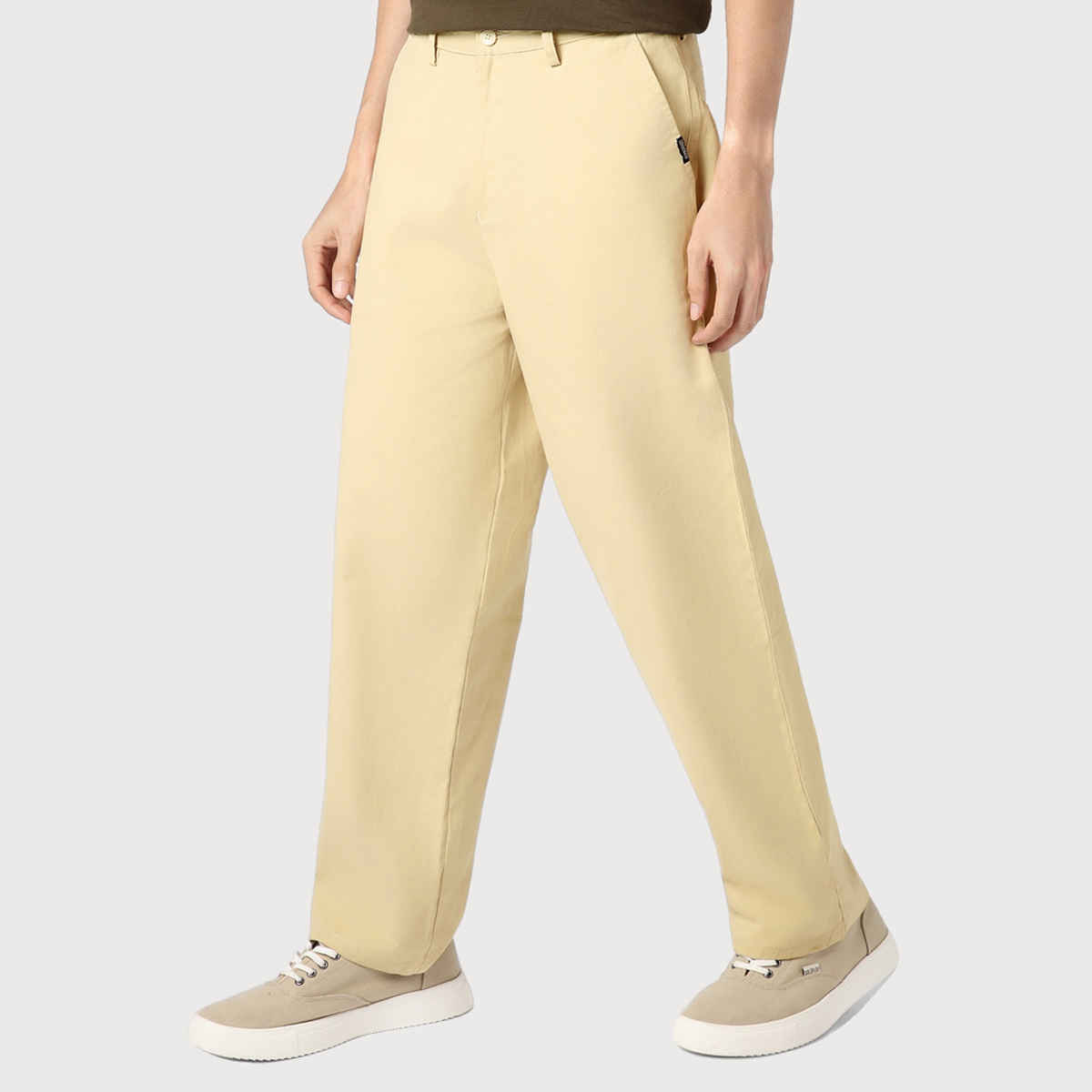 Urbano Fashion Men's Chino Trousers Loose Baggy Fit Solid Non-Stretchable | Beige | 32
