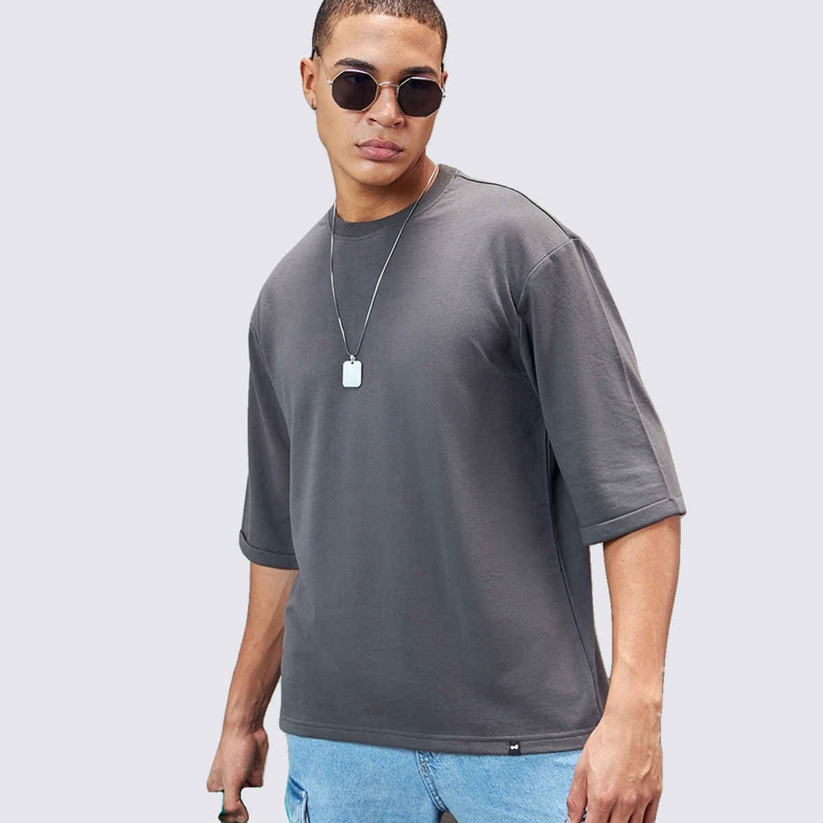 Bewakoof Round Neck Men's T-shirt | Grey - M