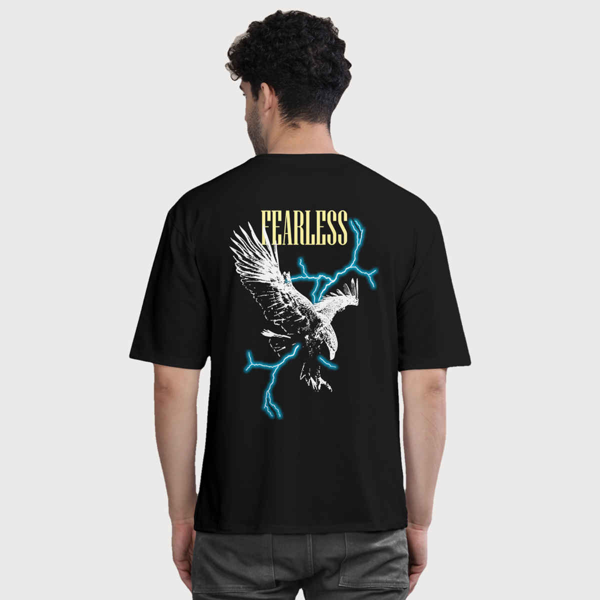 Bullmer Men's Oversized T-shirt Front and Back Printed | Black | L