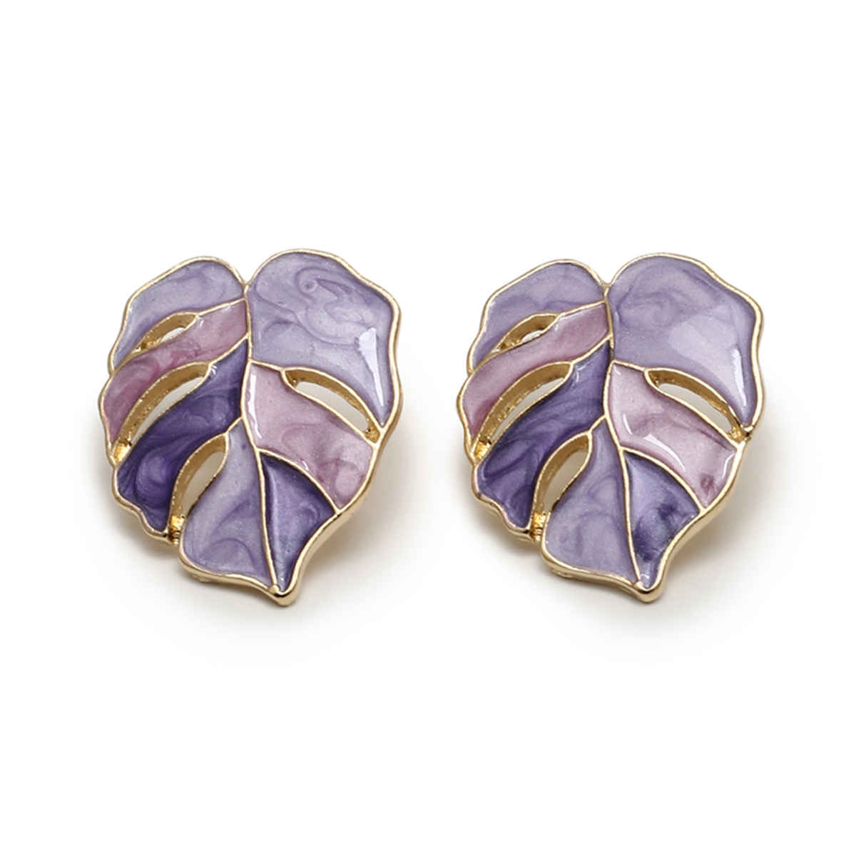 Sohi Purple Gold Plated Contemporary Studs Earrings
